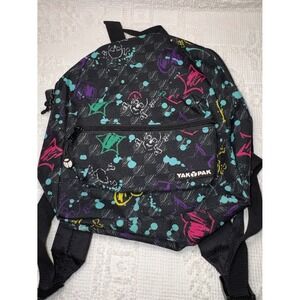 Yak Pak Mini Backpack Graffiti Skull Print Black Neon Small Daypack Streetwear